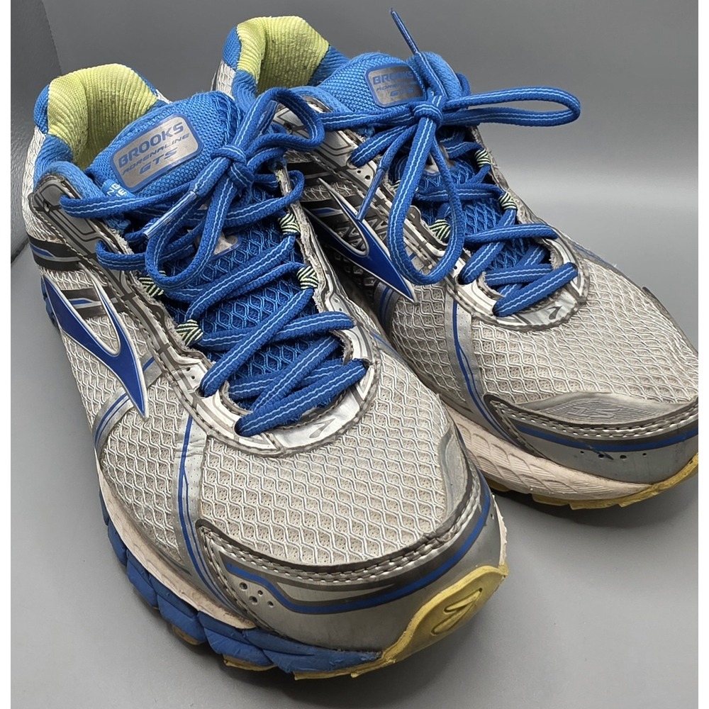 Brooks Adrenaline GTS 15 Womens 9 D Wide Running Shoes Blue Silver Worn